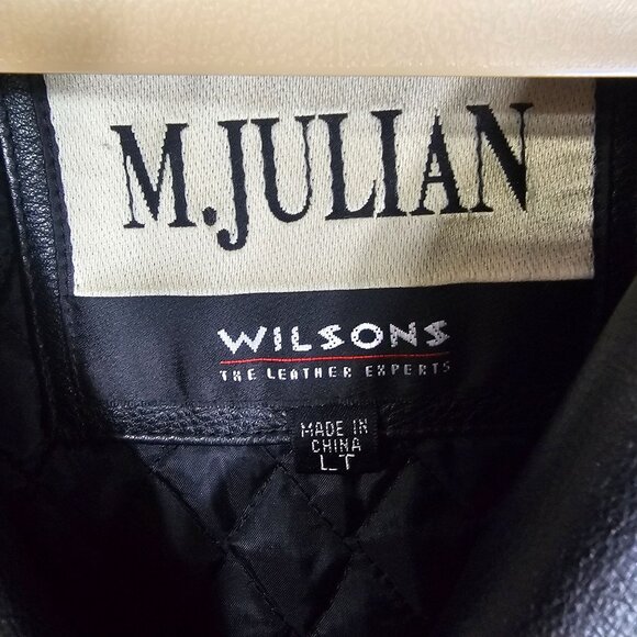 Vintage Wilsons M. Julian Jacket Black Leather Large Tall Diamond Quilted Liner - Picture 5 of 11